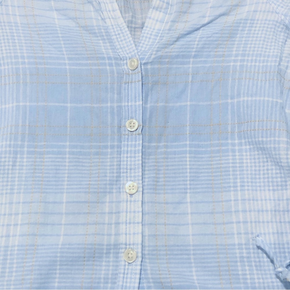 Free Assembly light blue plaid button down blouse - Picture 5 of 11